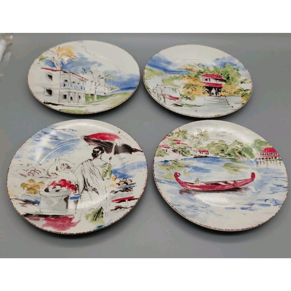 Pier 1 Destination Salad Plates Set Of 4 Lunch Dessert Summer Vacation